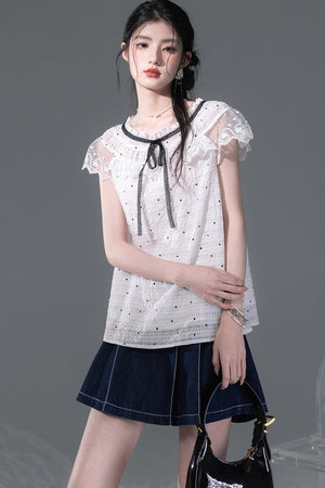 Pearl Polka Dot Chiffon Dress Set-Up