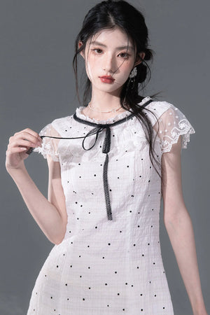 Pearl Polka Dot Chiffon Dress Set-Up