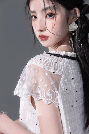 Pearl Polka Dot Chiffon Dress Set-Up