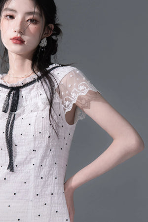 Pearl Polka Dot Chiffon Dress Set-Up