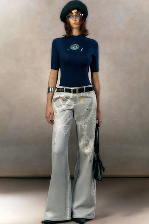 Pearl Print Fleece-Lined Pants