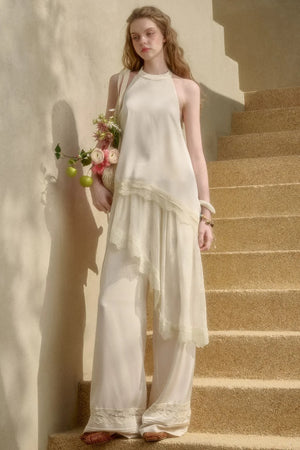 Pearl Satin Lace Suit Set-Up
