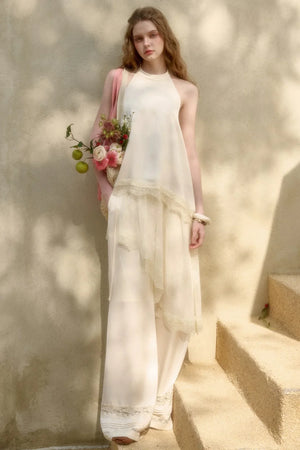 Pearl Satin Lace Suit Set-Up