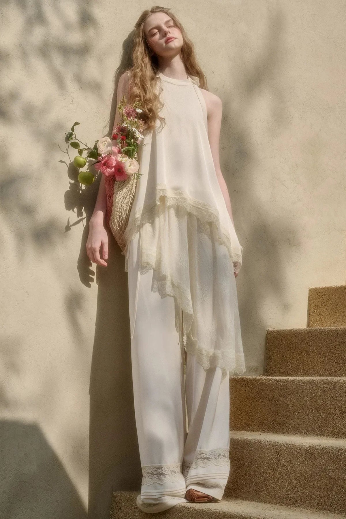 Pearl Satin Lace Suit Set-Up