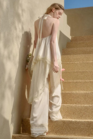 Pearl Satin Lace Suit Set-Up