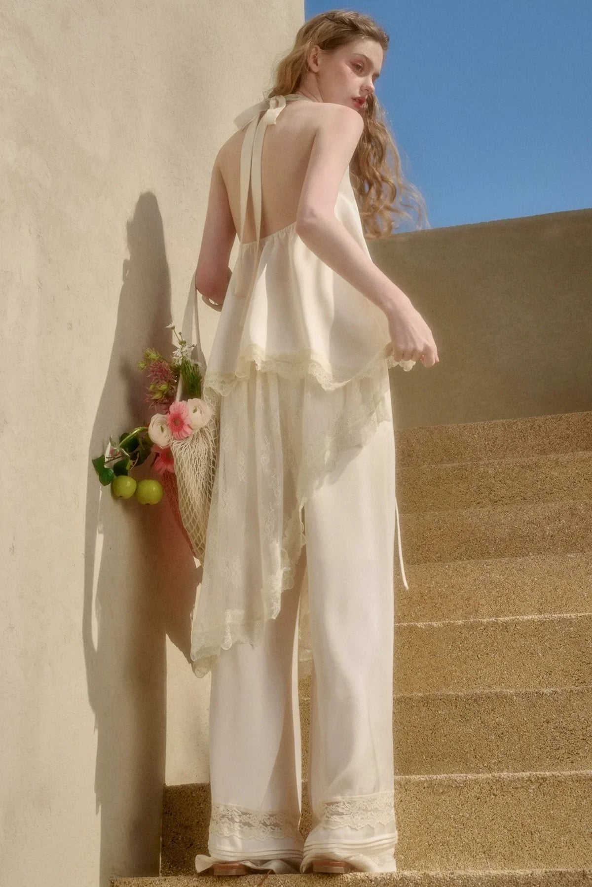 Pearl Satin Lace Suit Set-Up