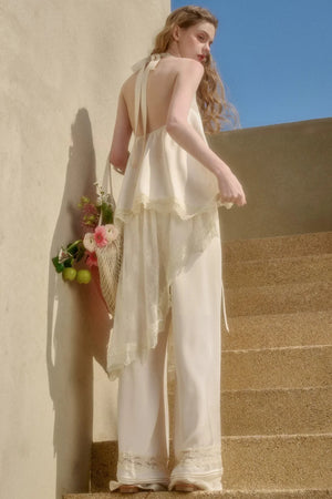 Pearl Satin Lace Suit Set-Up