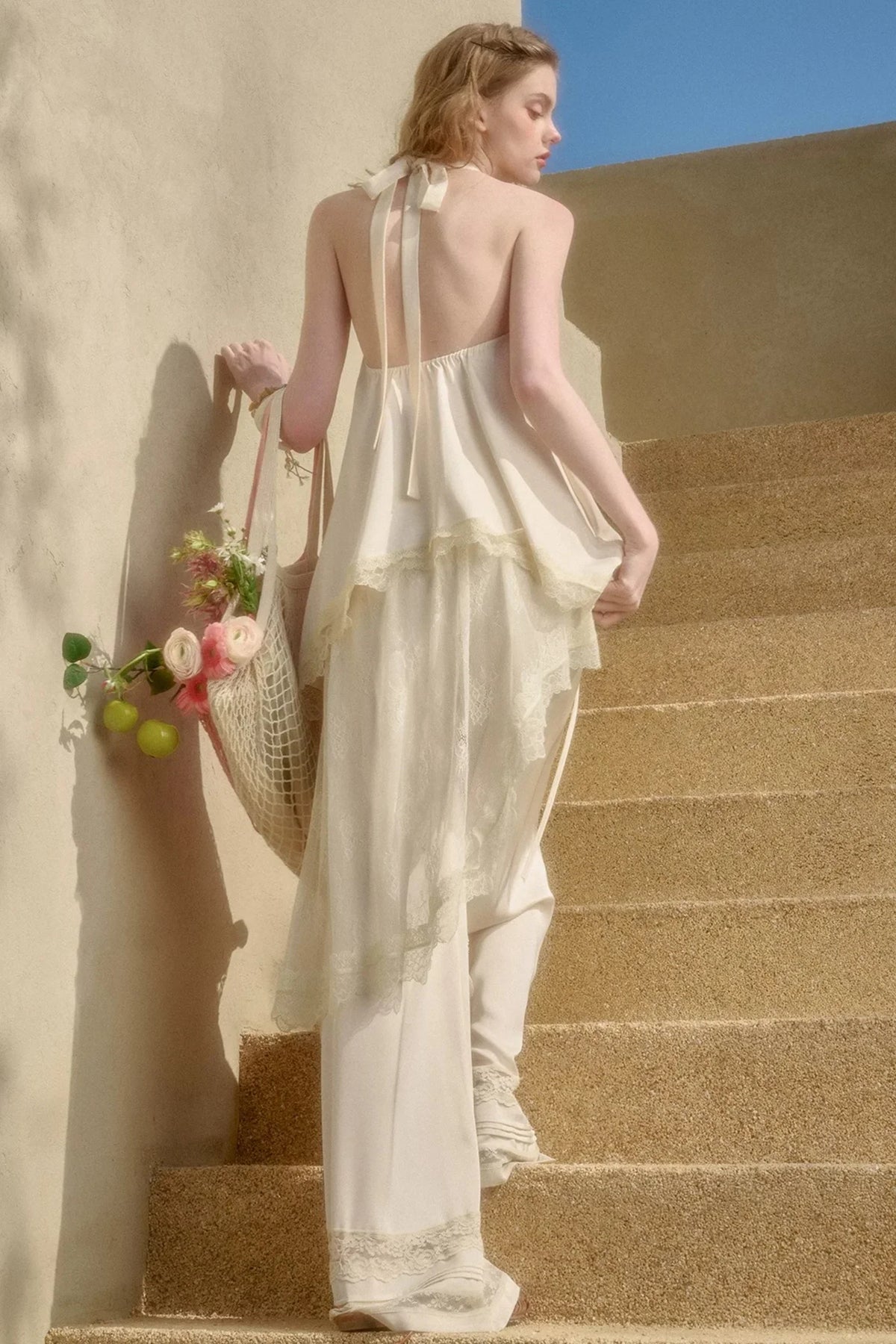 Pearl Satin Lace Suit Set-Up