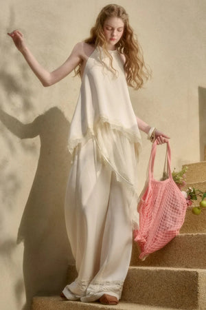 Pearl Satin Lace Suit Set-Up