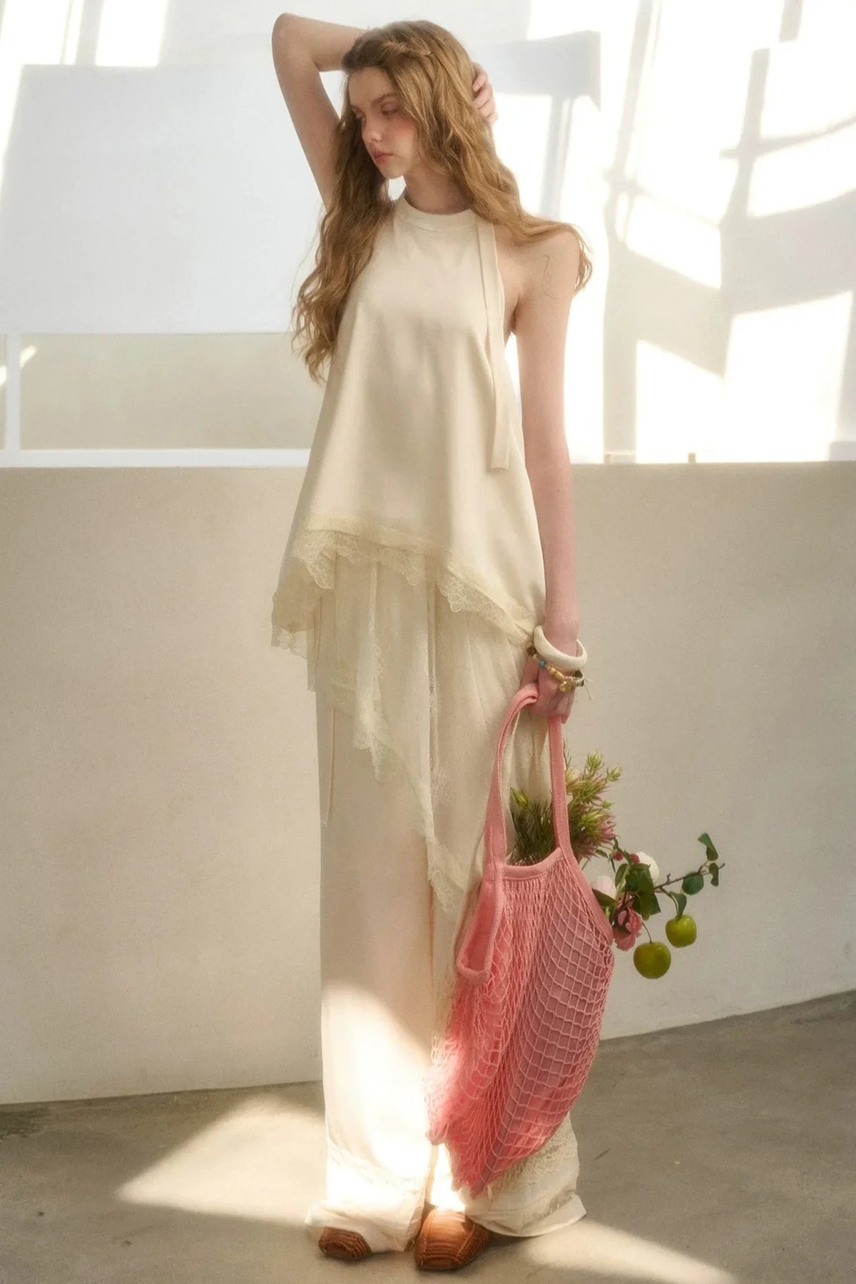 Pearl Satin Lace Suit Set-Up