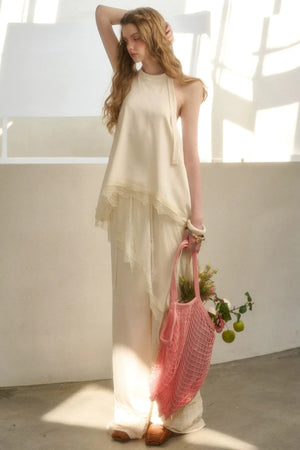 Pearl Satin Lace Suit Set-Up
