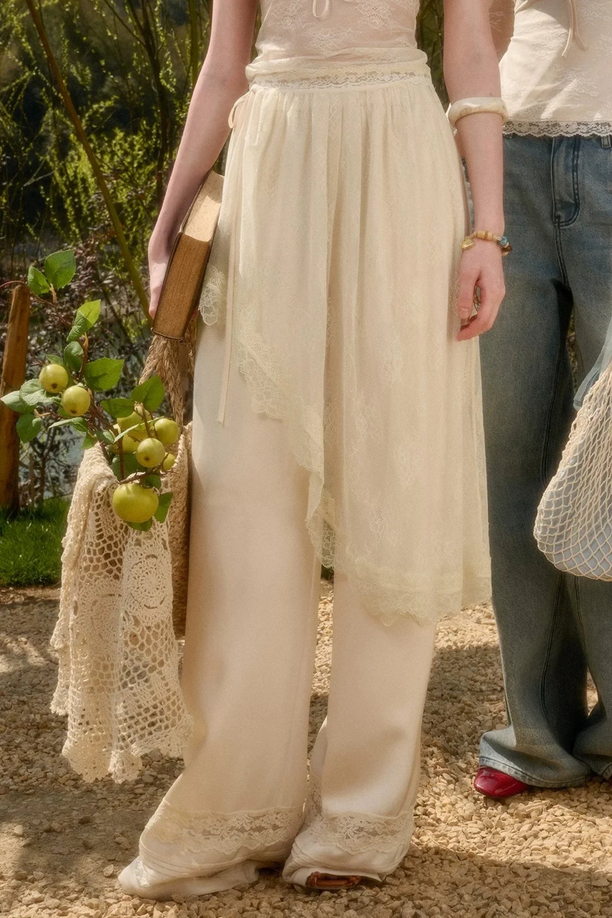 Pearl Satin Lace Suit Set-Up