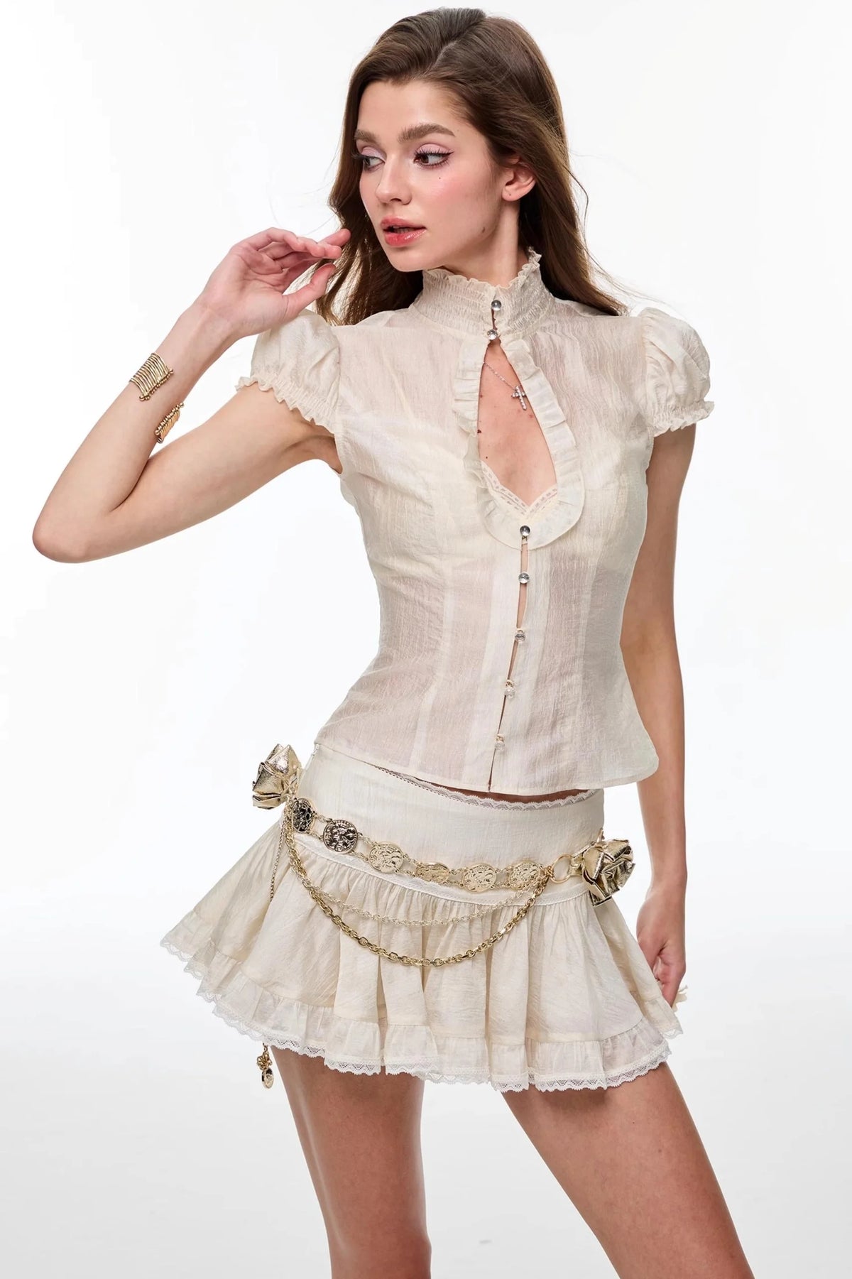 Pearl Waterdrop Top Skirt Set-Up