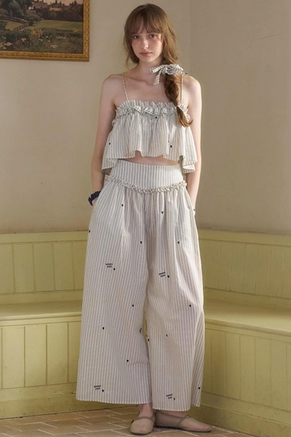 Penny Striped Suspender Pants Set-Up