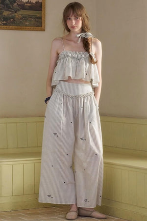 Penny Striped Suspender Pants Set-Up
