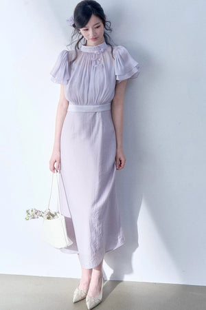 Petal Flutter Sleeve Top and Long Dress
