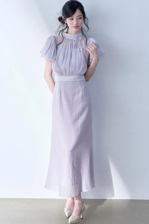 Petal Flutter Sleeve Top and Long Dress