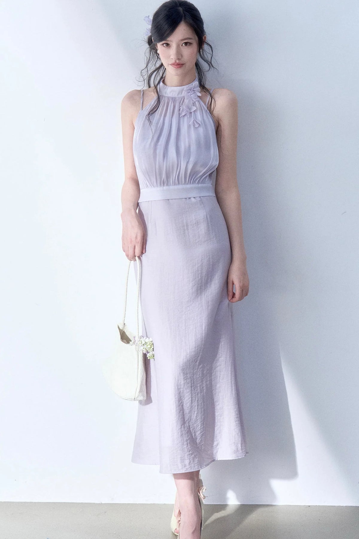 Petal Flutter Sleeve Top and Long Dress