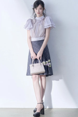 Petal Flutter Sleeve Top and Long Dress
