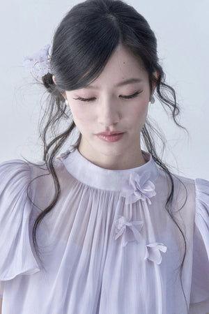 Petal Flutter Sleeve Top and Long Dress