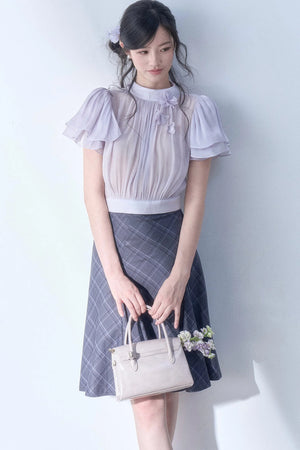 Petal Flutter Sleeve Top and Long Dress
