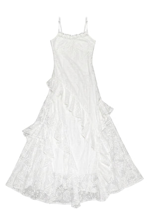 Petite Gray Wool Blazer and White Lace Slip Dress Set-Up