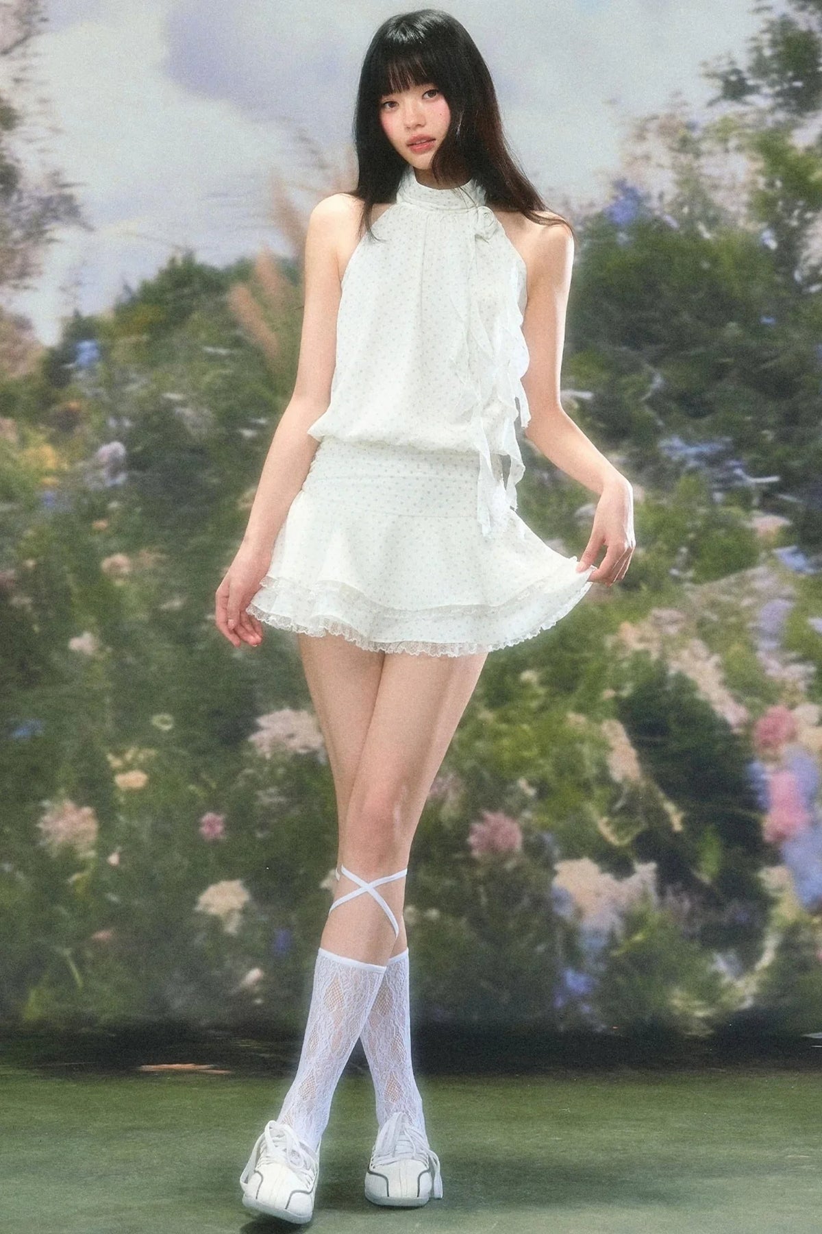 Petite Polka Dot Halter Dress Set-Up