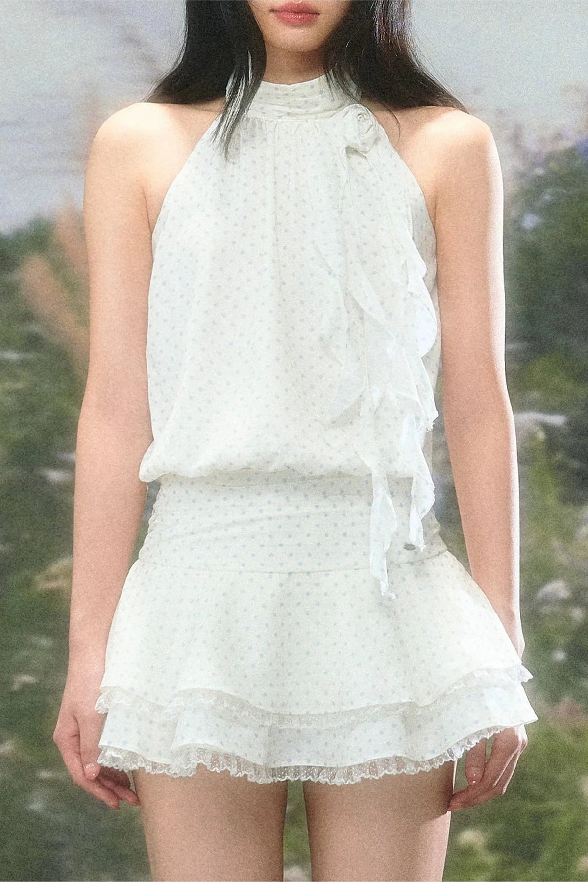 Petite Polka Dot Halter Dress Set-Up