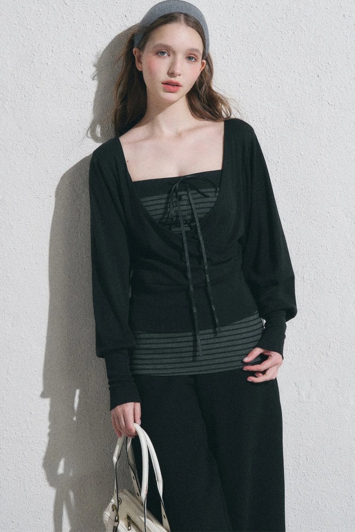 Petite Pullover Shirt With Camisole Set-Up