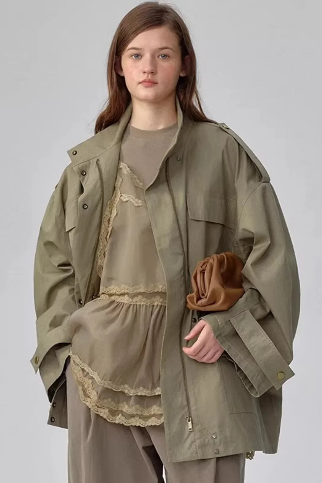 Petite Stand-Collar Trench Coat