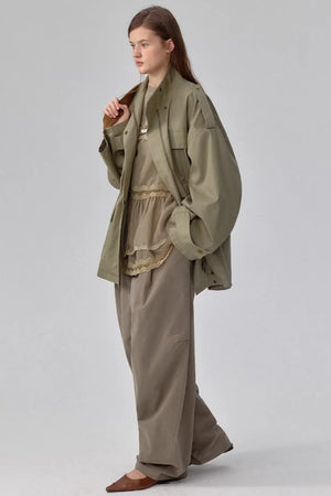Petite Stand-Collar Trench Coat
