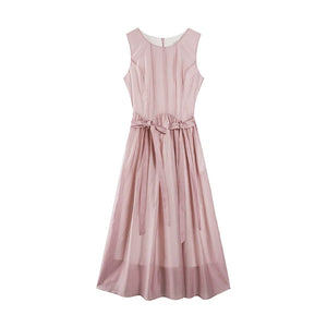 Pink And Blue Tencel A-Line Dress