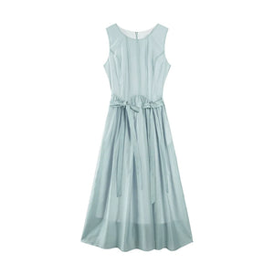 Pink And Blue Tencel A-Line Dress