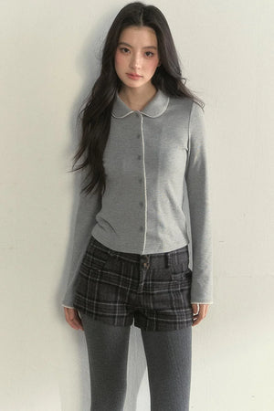 Pink and Gray Doll Collar Top