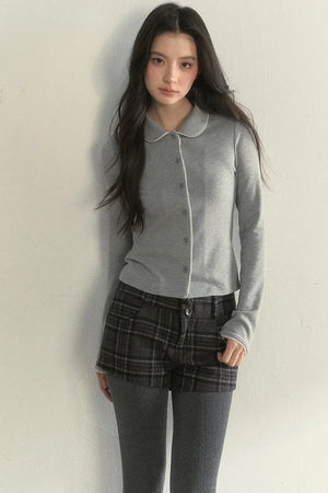 Pink and Gray Doll Collar Top