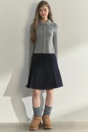 Pink and Gray Doll Collar Top