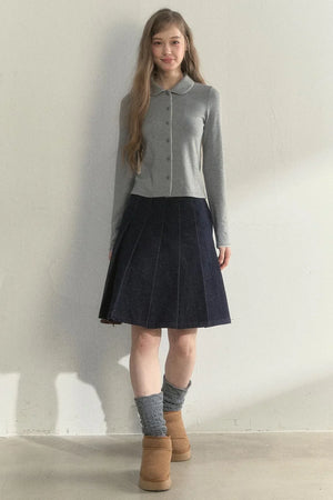 Pink and Gray Doll Collar Top