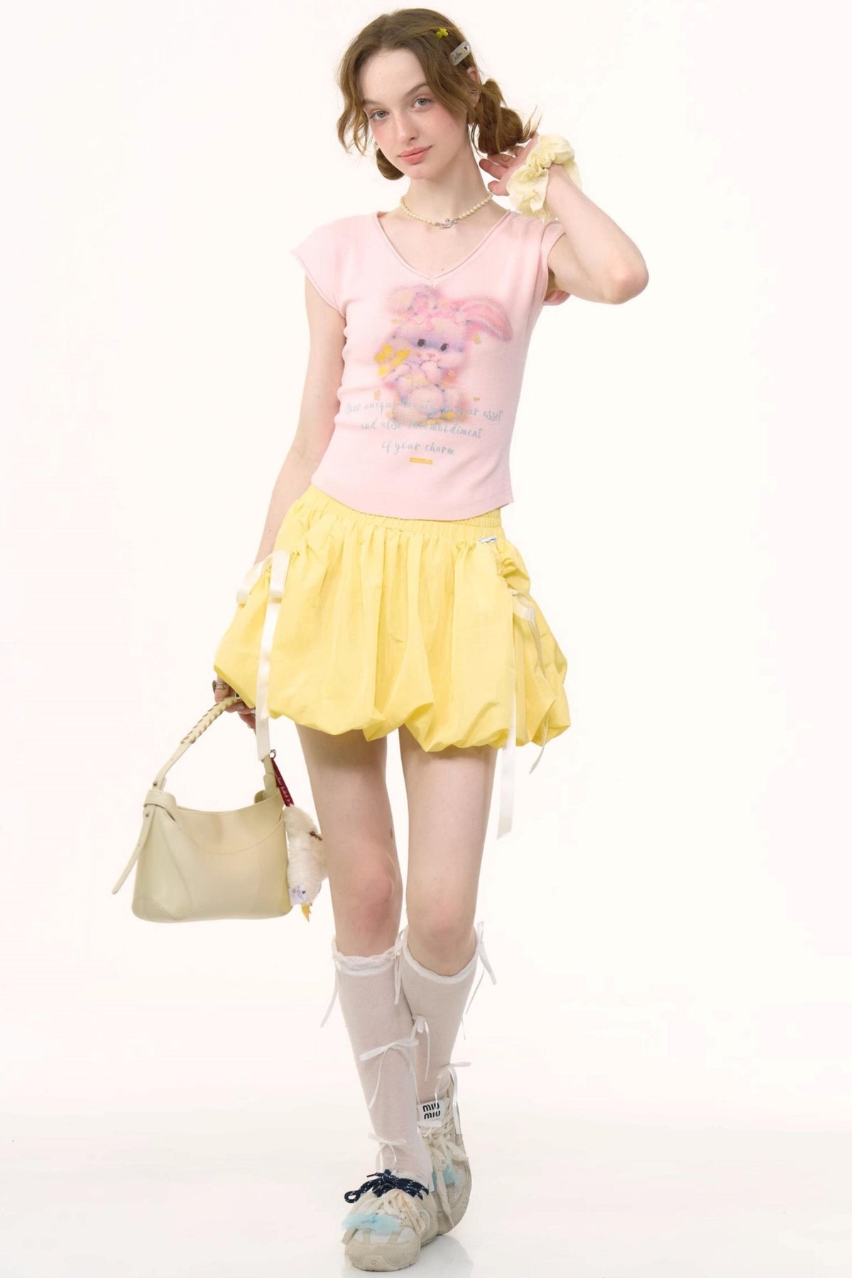 Pink And Yellow V-Neck Tee