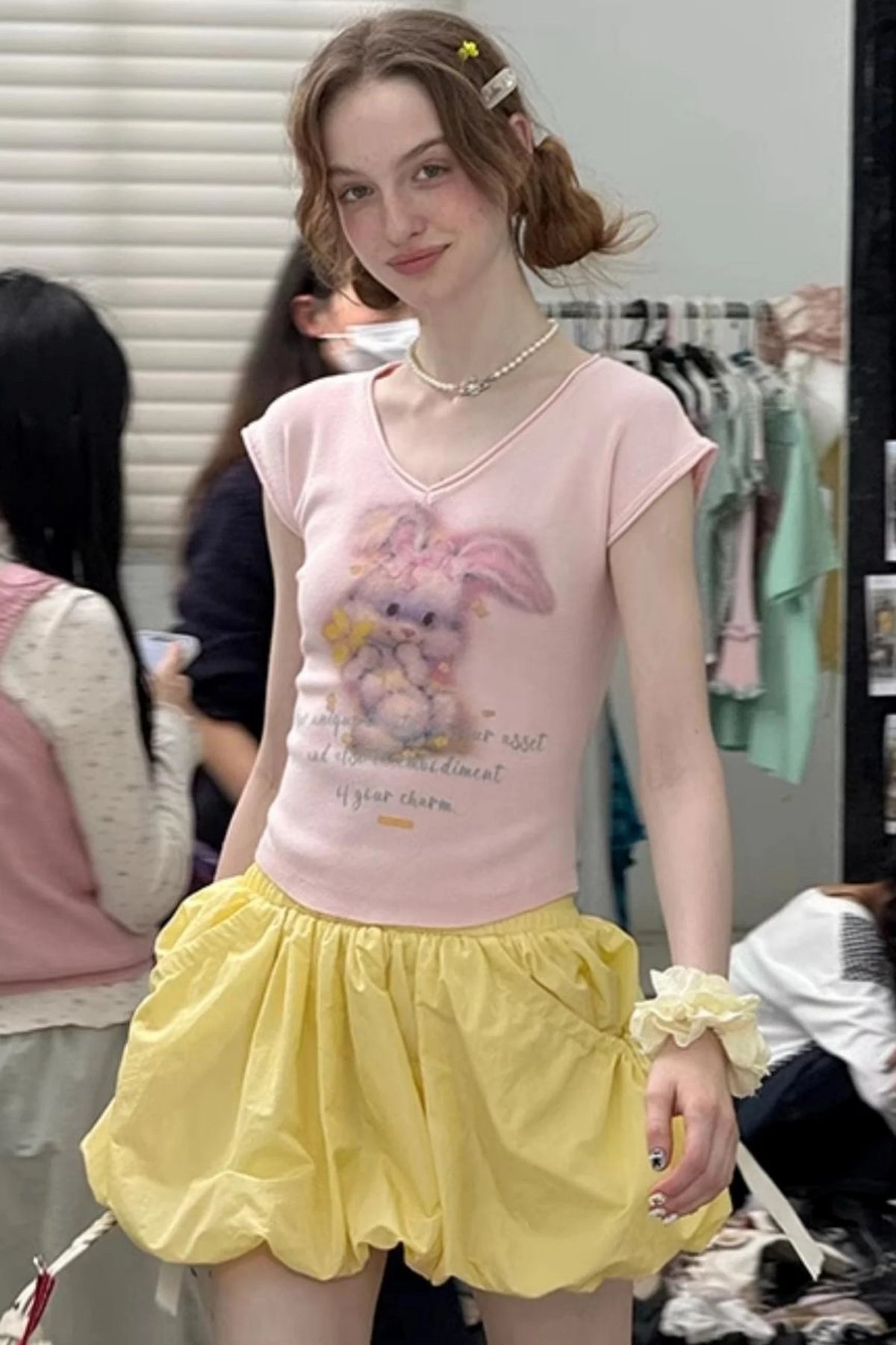 Pink And Yellow V-Neck Tee