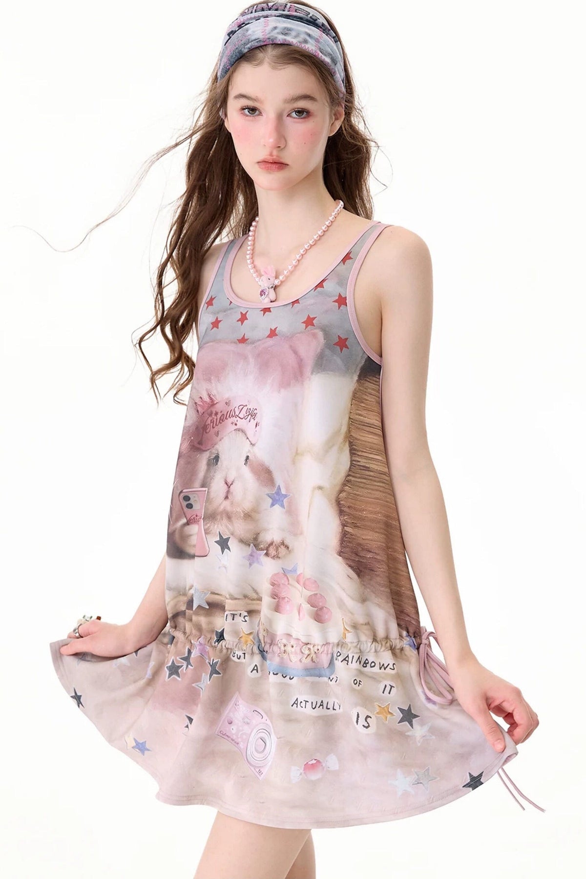 Pink Bunny Print Dress