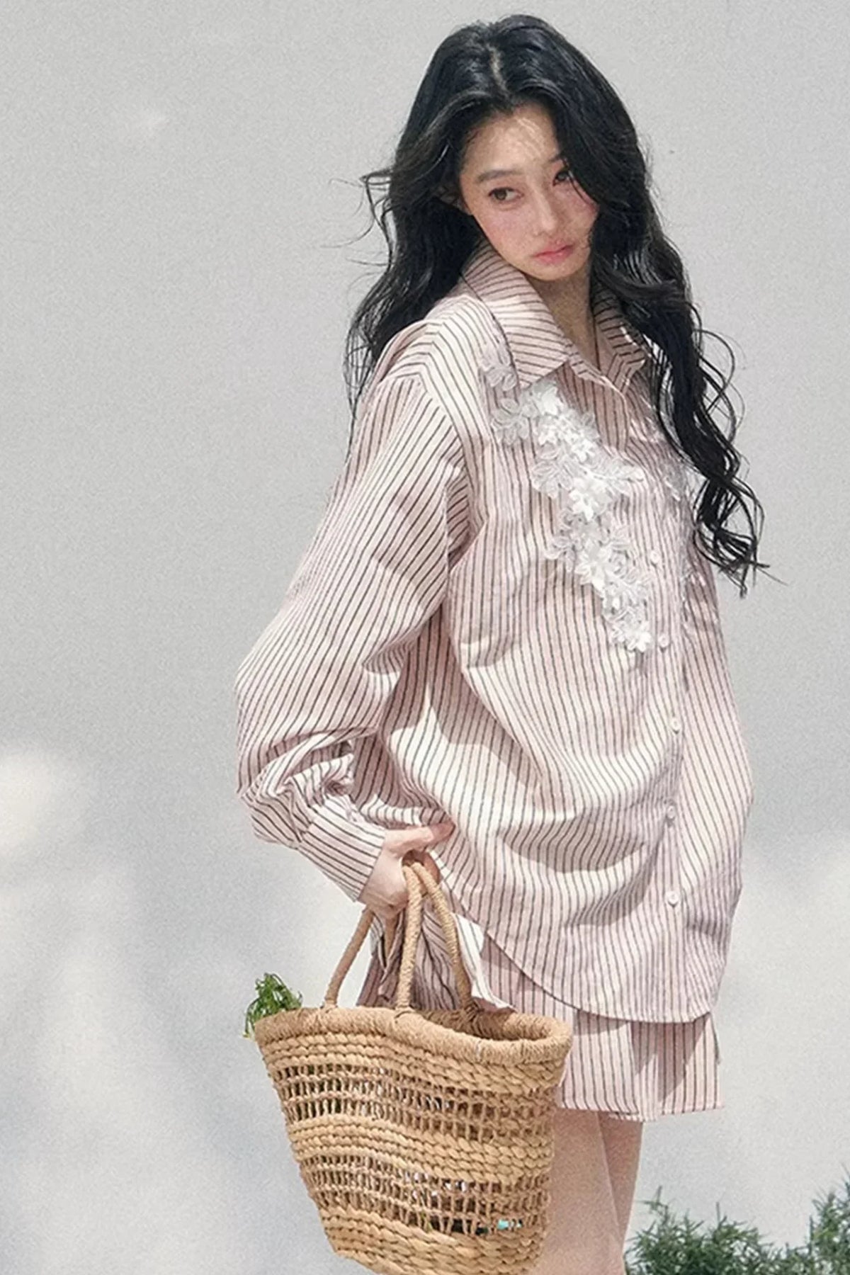 Pink Clouds Lace Shirt Skirt Set-Up