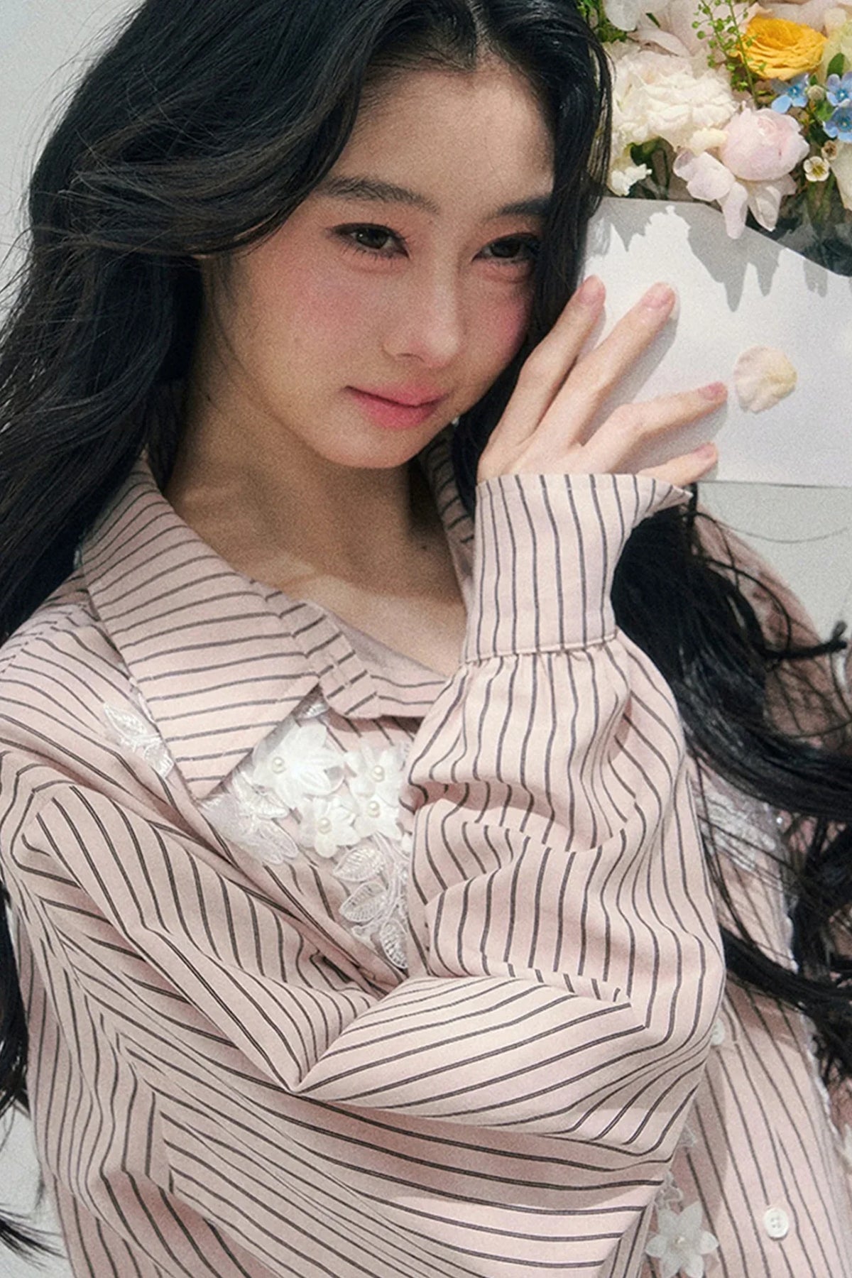 Pink Clouds Lace Shirt Skirt Set-Up