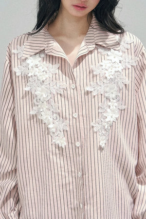 Pink Clouds Lace Shirt Skirt Set-Up