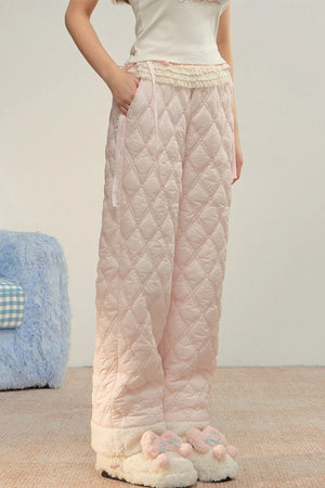 Pink Diamond Quilted Fleece Pants