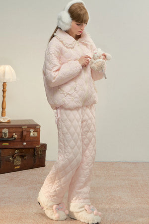 Pink Diamond Quilted Fleece Pants