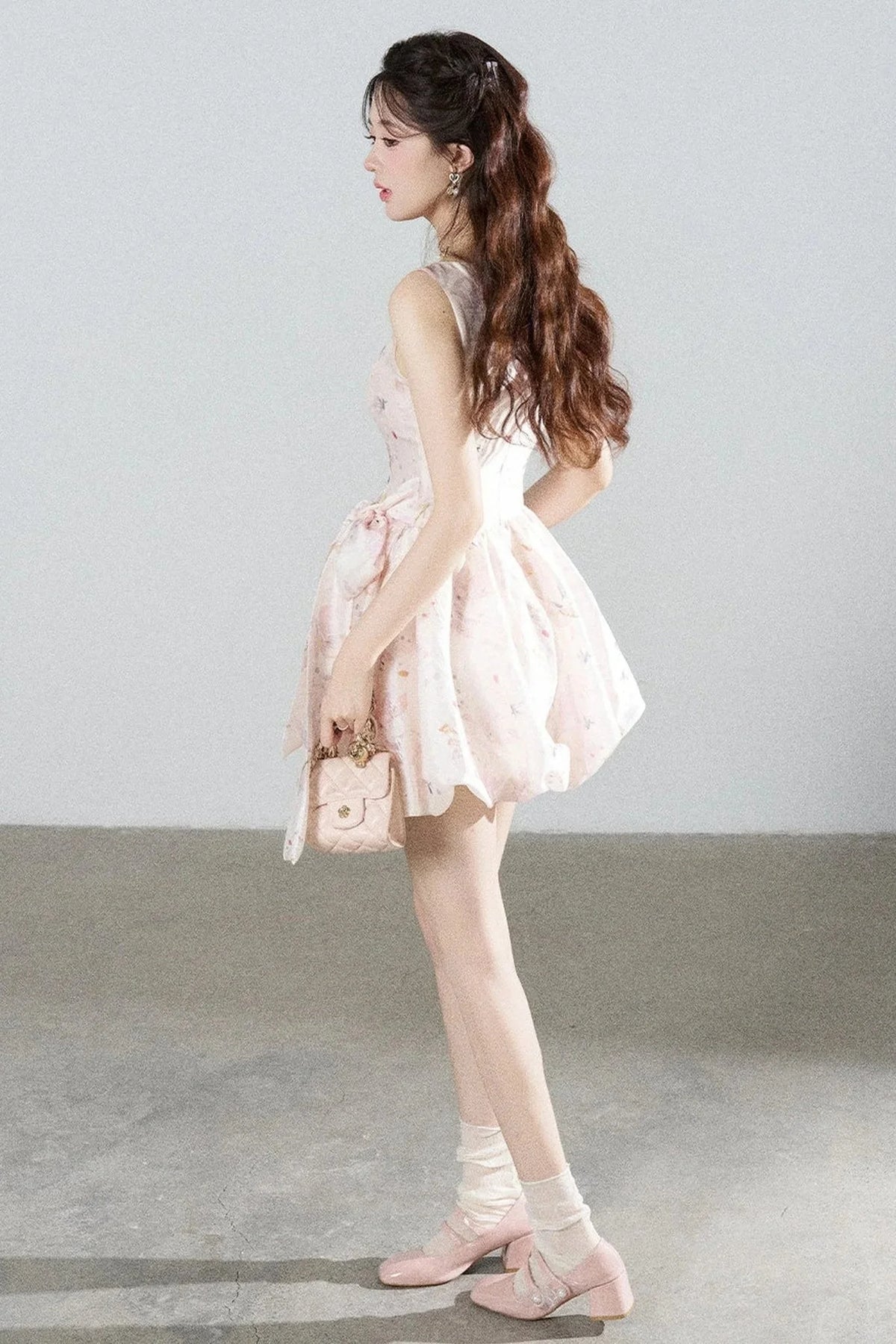 Pink Floral Suspender Dress
