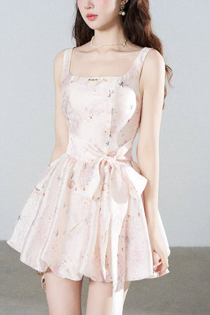 Pink Floral Suspender Dress