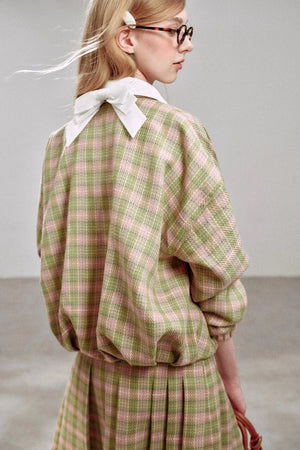 Pink Green Plaid Flower Jacket