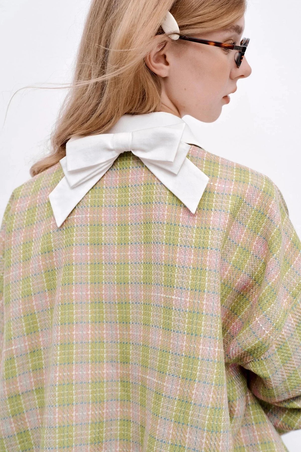 Pink Green Plaid Flower Jacket