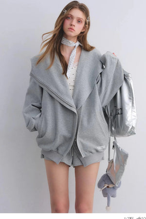 Pink Hooded Zip-Up Jacket Set-Up